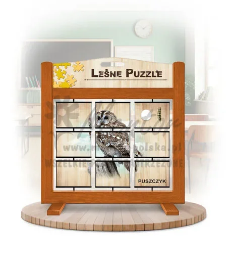 Leśne puzzle (gra mobilna) - Puchacz i Puszczyk_rewers kolor dąb