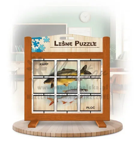 Leśne puzzle (gra mobilna) - Sandacz, Sum, Karp i Płoć_rewers kolor dąb
