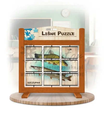 Leśne puzzle (gra mobilna) - Szczupak, Lin, Leszcz i Okoń_awers kolor dąb