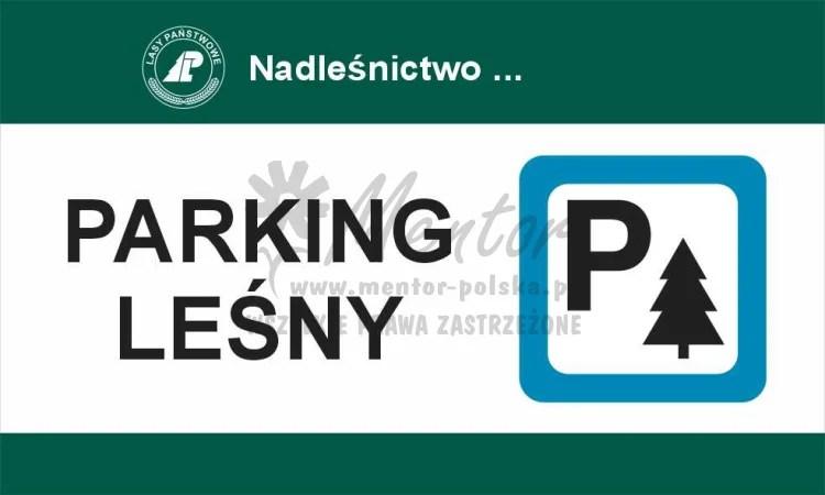 Tablica informacyjna - parking leśny, przeznaczona dla lasów państwowych