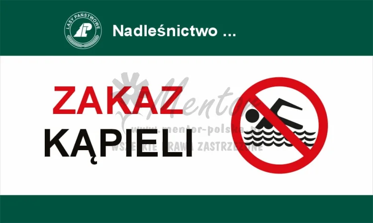 Tablica zakazująca - zakaz kąpieli, przeznaczona dla lasów państwowych