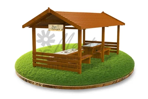Wiata Edukacyjna WZ07 z ławostołami Bali edukacyjnymi