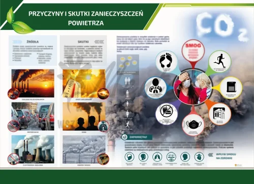 PROMOCJA! Tablica ekologiczna - Przyczyny i skutki zanieczyszczeń powietrza