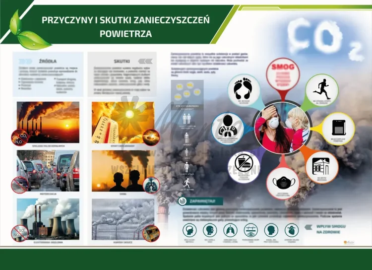 PROMOCJA! Tablica ekologiczna - Przyczyny i skutki zanieczyszczeń powietrza