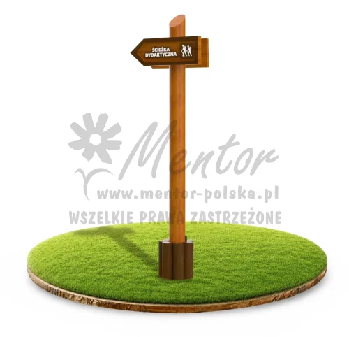 Kierunkowskaz dwustronny na słupie KRZ1, kolor dąb