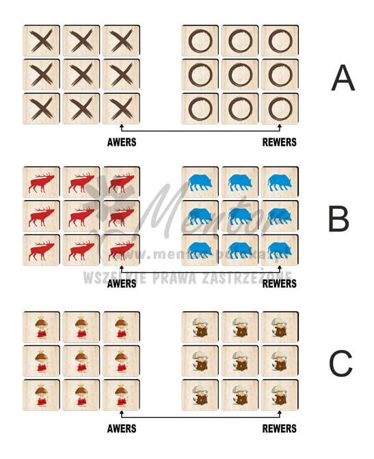 GRA "KÓŁKO I KRZYŻYK", panele wewnętrzne do wybory: A, B, C - wizualizacja poglądowa