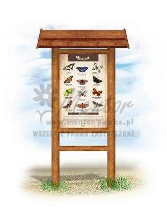 Tablica "Motyle",  w przykładowym stelażu drewnianym