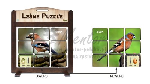 GRA MOBILNA - LEŚNE PUZZLE "SÓJKA - ZIĘBA", wersja foto, awers-rewers - (wizualizacja poglądowa)