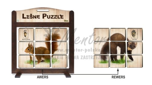 GRA MOBILNA - LEŚNE PUZZLE "WIEWIÓRKA / KUNA" - awers-rewers - (wizualizacja poglądowa)