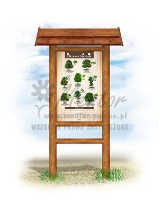 Tablica "Drzewa liściaste II",  w przykładowym stelażu drewnianym
