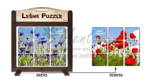 GRA MOBILNA - LEŚNE PUZZLE - MAK/CHABER - awers-rewers - (wizualizacja poglądowa)