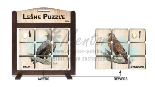 GRA MOBILNA - LEŚNE PUZZLE "BIELIK / MYSZOŁÓW" - awers-rewers - (wizualizacja poglądowa)