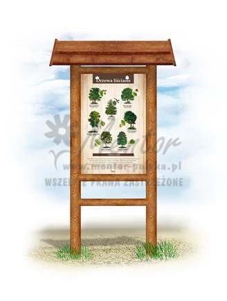 Tablica "Drzewa liściaste". w przykładowym stelażu drewnianym