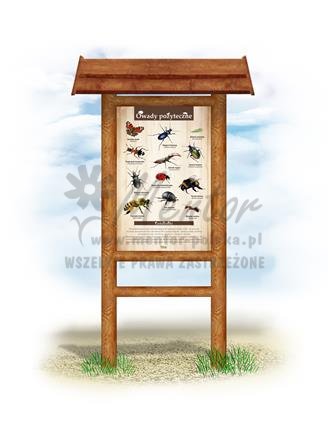 Tablica "Owady pożyteczne",  w przykładowym stelażu drewnianym